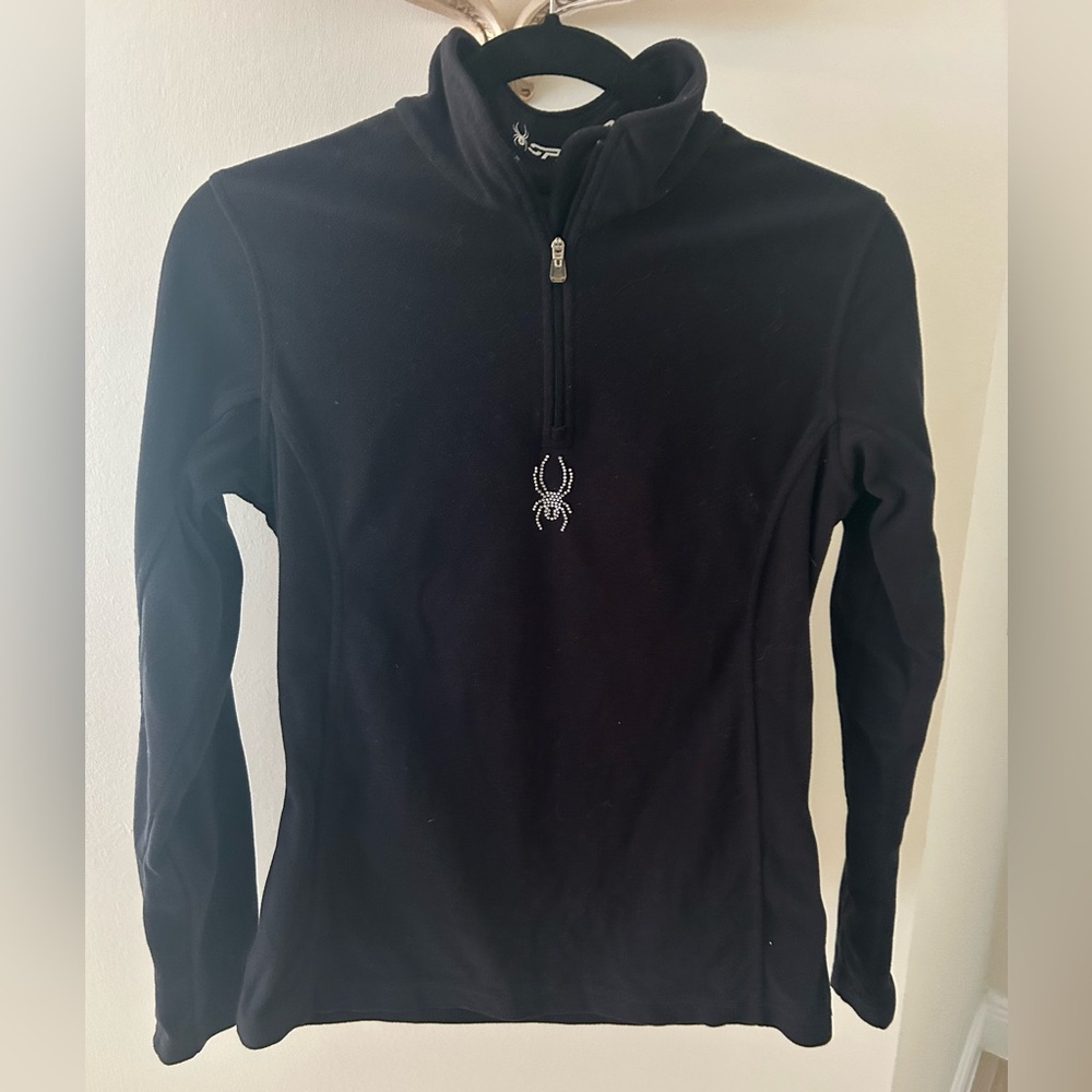 Spyder Black quarter zip Rhinestone fleece